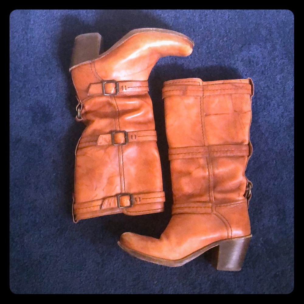 Brown Frye Boots with a heel!